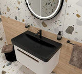 Okruglo kupaonsko ogledalo SAT z LED osvetlitvijo i senzorom, promjer 70 cm, crna izvedba.