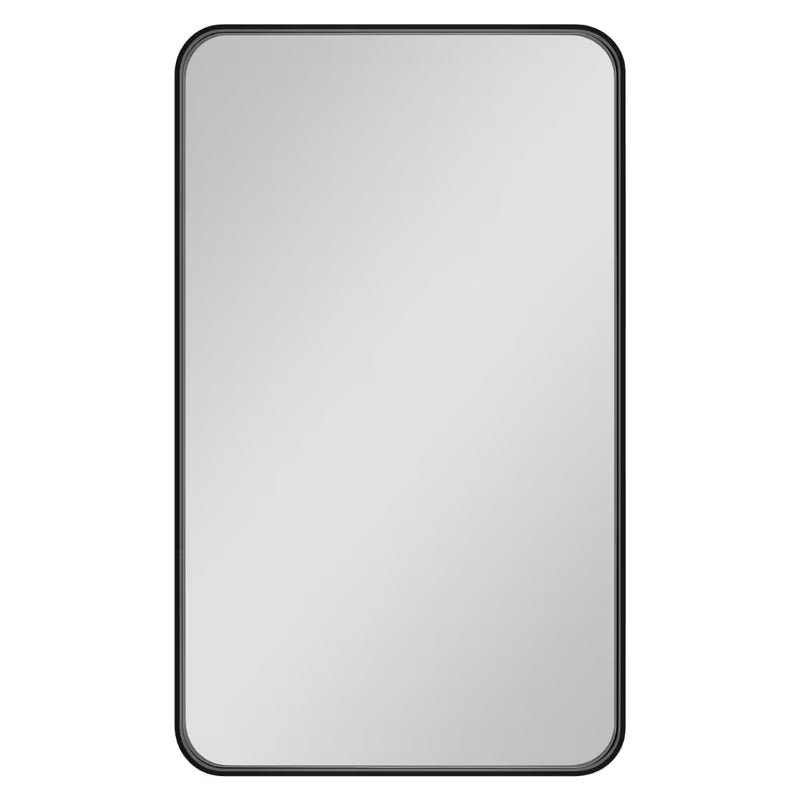 Pravokutno kupaonsko ogledalo SAT 60x80 cm s crnim aluminijskim okvirom, prikladno za okomitu i vodoravnu montažu.