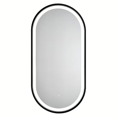 Ovalno kupaonsko ogledalo SAT 40x80 cm u crnom okviru z LED osvetlitvijo i sa senzorskim upravljanjem.