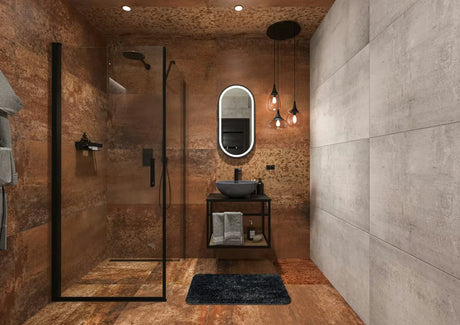 Ovalno kupaonsko ogledalo SAT 40x80 cm u crnom okviru z LED osvetlitvijo i sa senzorskim upravljanjem.