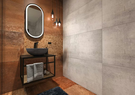 Ovalno kupaonsko ogledalo SAT 40x80 cm u crnom okviru z LED osvetlitvijo i sa senzorskim upravljanjem.