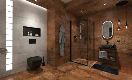 Ovalno kupaonsko ogledalo SAT 40x80 cm u crnom okviru z LED osvetlitvijo i sa senzorskim upravljanjem.