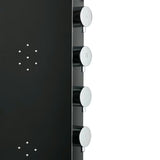 Črn tuš panel SIKO s 4 funkcijami, vključno z nadglavno in ročno tuši, slapom in masažnimi šobami.