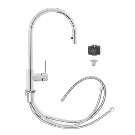 Kromirana armatura za pomivalno korito SIKO Chrome z izvlečno prho i zakretnim krakom