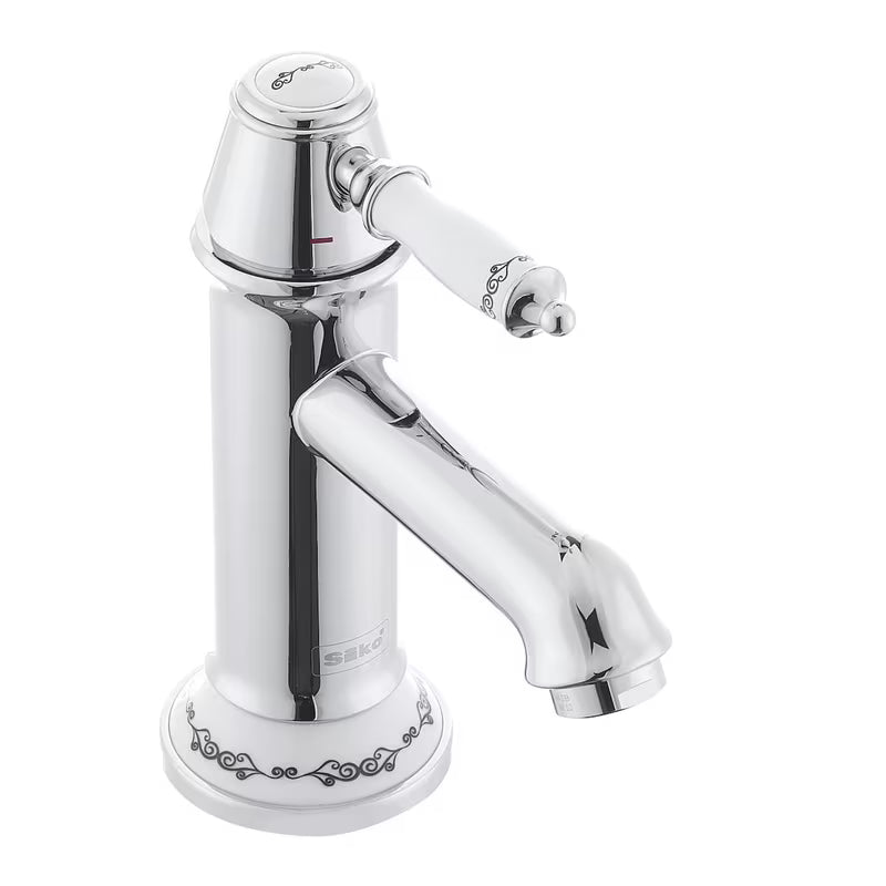 Kromirana armatura za umivalnik SIKO Provence u retro dizajnu s ukrasnim detaljima
