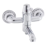 Kromirana enoročna stenska armatura za kad SIKO Provence u retro dizajnu s preklopnikom skrivenim u izljevu.