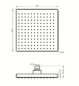 Kvadratna nadglavna prha SIKO Chrome 20x20 cm v celokrom izvedbi, siva/krom