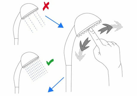 Bijeli ručni tuš SIKO s kromiranim detaljima, promjera 12 cm, s 3 mlaza i tipkom pro za prebacivanje.