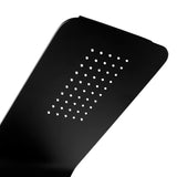 Crni tuš panel SIKO s 4 funkcije, uključujući nadglavni i ručni tuši, vodopad i masažne mlaznice.