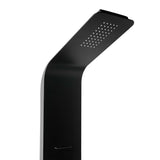 Crni tuš panel SIKO s 4 funkcije, uključujući nadglavni i ručni tuši, vodopad i masažne mlaznice.