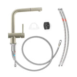 Nerjaveča armatura za pomivalno korito SIKO Steel z mat površino in izvlečno prho