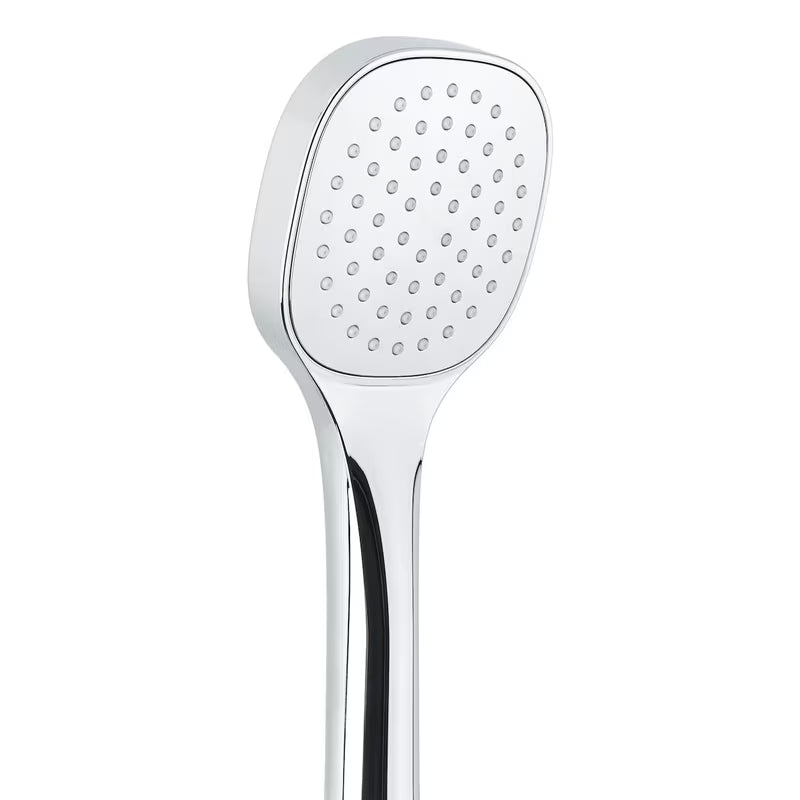 Kromirani komplet za kad SIKO s ručnim tušem, mesinganim držačem i metalnim crijevom 150 cm, zaobljenog dizajna.