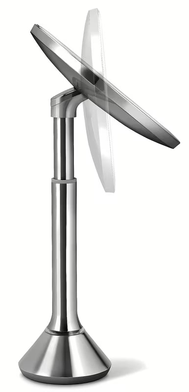Kozmetično ogledalo Simplehuman Dual Touch iz krtačenega nerjavečega jekla s Tru-lux LED osvetlitvijo in 5-kratno povečavo.