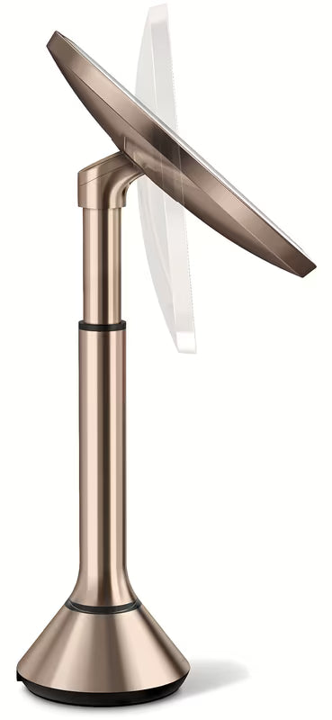 Kozmetično ogledalo Simplehuman Dual Touch v barvi rose gold s Tru-lux LED osvetlitvijo in upravljanjem svetlosti na dotik.