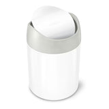 Namizni koš za smeti Simplehuman Mini bin v beli jekleni izvedbi s preklopnim pokrovom
