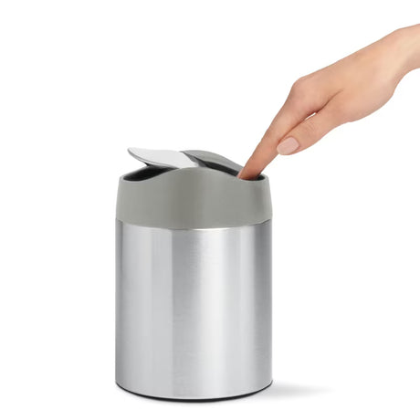Namizni mini koš za smeti Simplehuman Mini bin iz brušenega nerjavnega jekla z vrtljivim pokrovom