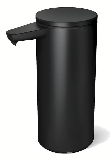 Črn brezkontaktni dozirnik za milo Simplehuman z brezžičnim polnjenjem in prostornino 414 ml.