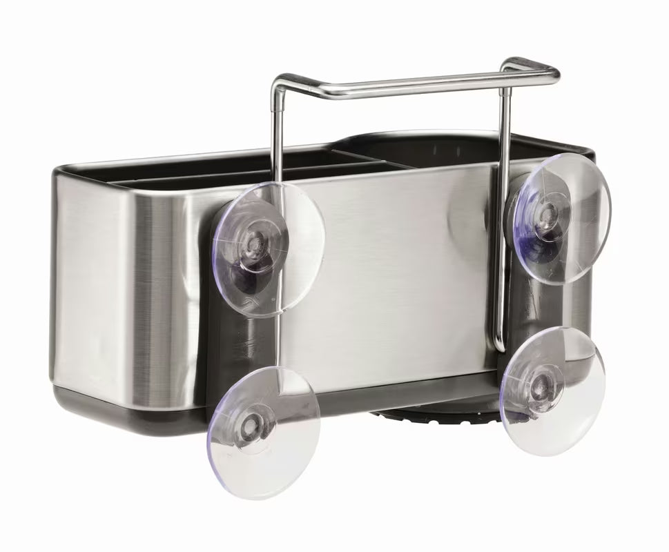 Držalo za gobico Simplehuman Sink caddies iz krtačenega nerjavečega jekla z nosilcem in priseski