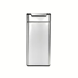Senzorski koš za smeti Simplehuman Touch-bar bin v mat izvedbi iz nerjavnega jekla z ozkim ohišjem.