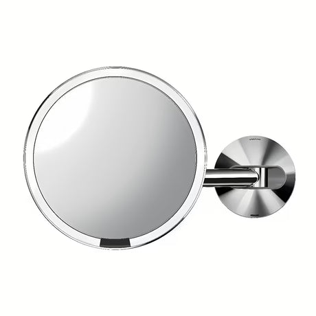 Stensko kozmetično ogledalo Simplehuman Wall z osvetlitvijo Tru-lux LED v izvedbi sijajno jeklo.