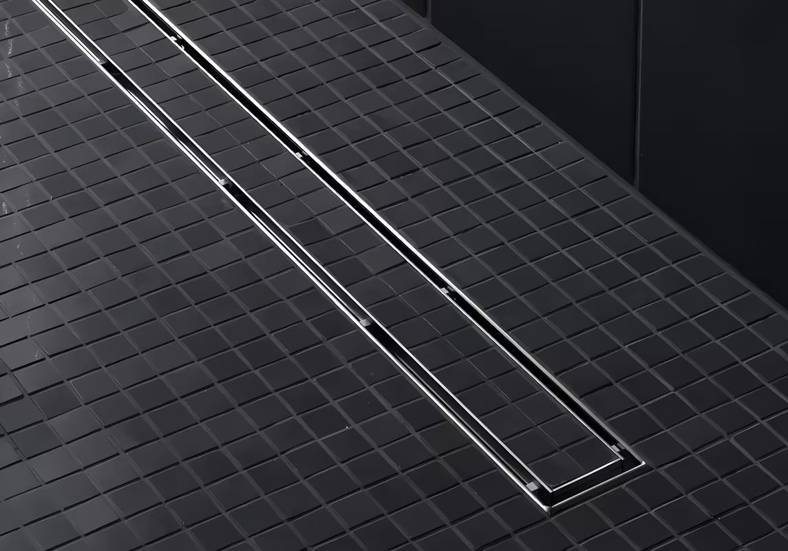 Ravna nehrđajuća rešetka za kanaleto Tece Drainline plate II pro za umetanje pločica s poliranim vidljivim rubovima