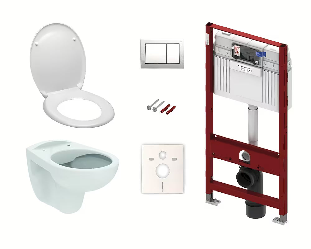 Viseči WC set Siko S-Line Pro s podometnim splakovalnikom TECE in krom tipko TECEbase