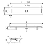 Tece Linus ravni kanaleta za tuš 90 cm s rešetkom od nehrđajućeg čelika u sjajnoj izvedbi