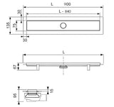 Tece Linus kanaleta za tuš 90 cm s rešetkom pro za umetanje pločica u izvedbi chrome