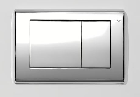 Tece Planus aktivirna tipka pro WC školjka, dvokoličinsko, u sjajno krom izvedbi od nehrđajućeg čelika.