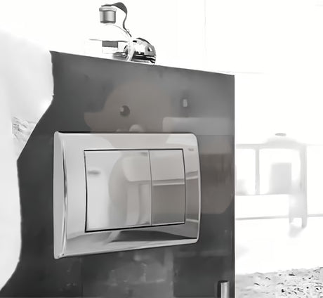 Tece Planus aktivirna tipka pro WC školjka, dvokoličinsko, u sjajno krom izvedbi od nehrđajućeg čelika.