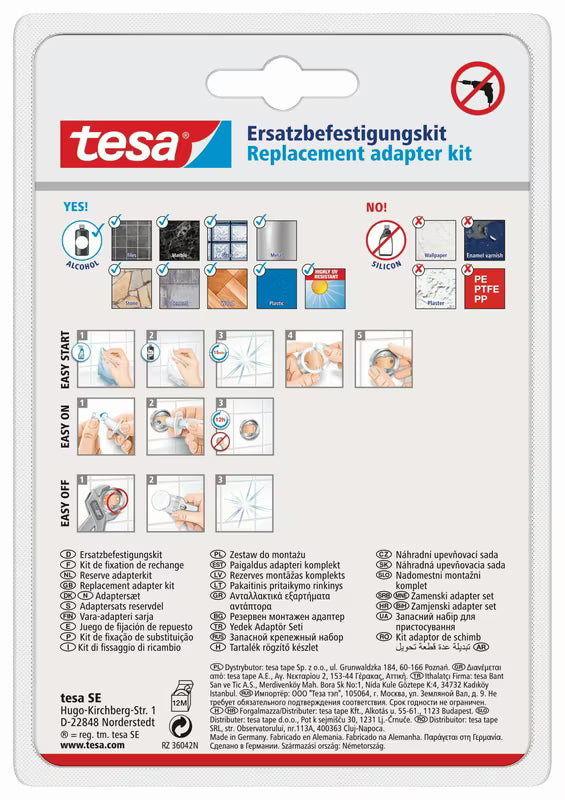 Nadomestni lepilni adapterji tesa Power.Kit pro kopalniški dodatki brez vrtanja, komplet dveh kosov