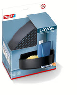 Kotna tuš polica Tesa v mat črni barvi z montažo brez vrtanja s sistemom Powerstrips Waterproof.