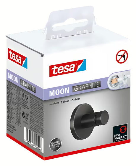 Kavelj za brisačo Tesa v krtačeni hard graphite izvedbi z lepilno montažo tesa Power.Kit