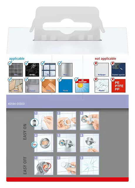 Kavelj za brisačo Tesa v krtačeni hard graphite izvedbi z lepilno montažo tesa Power.Kit