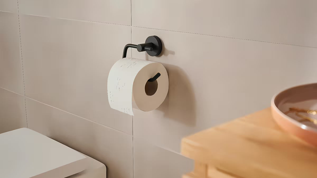 Bronast držalo za toaletni papir Tesa brez pokrova z montažo brez vrtanja s sistemom tesa Power.Kit
