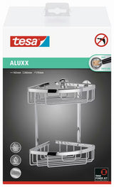 Kromiran kotni žični koš Tesa Aluxx za tuši z montažo brez vrtanja tesa Power.Kit.
