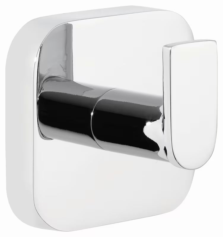 Stenski kavelj Tesa Elegaant v sijaj krom izvedbi z zaobljenimi robovi pro za obešanje brisač in kopalnih plaščev.