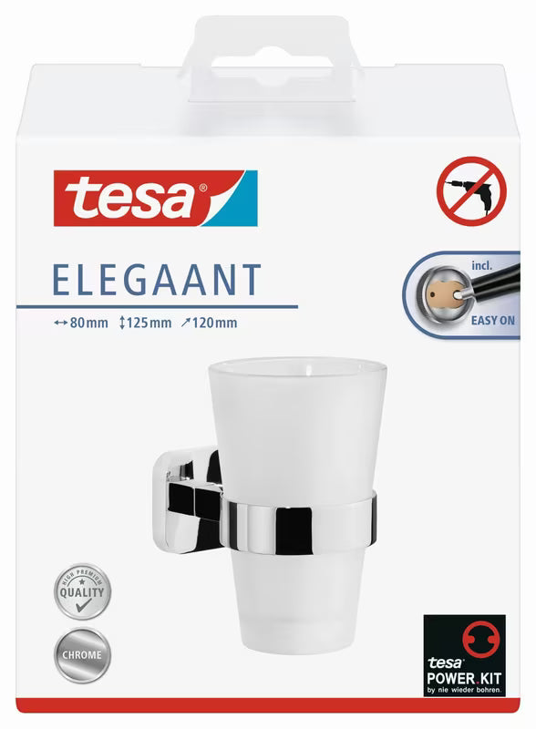 Kromiran stojalo za kozarce in ščetke Tesa Elegaant z lončkom iz matiranega stekla za na steno