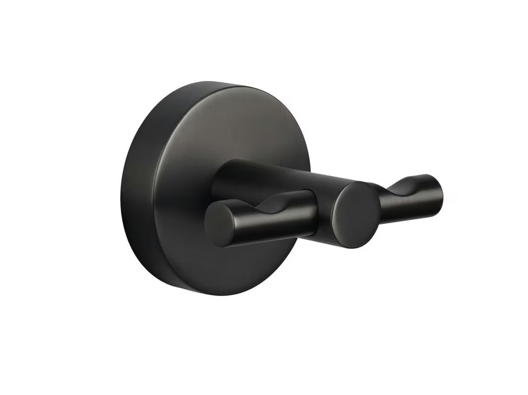 Metalni kavelj za ogrtač Tesa u brušenoj izvedbi hard graphite s ljepljivom montažom bez bušenja