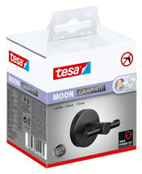 Metalni kavelj za ogrtač Tesa u brušenoj izvedbi hard graphite s ljepljivom montažom bez bušenja