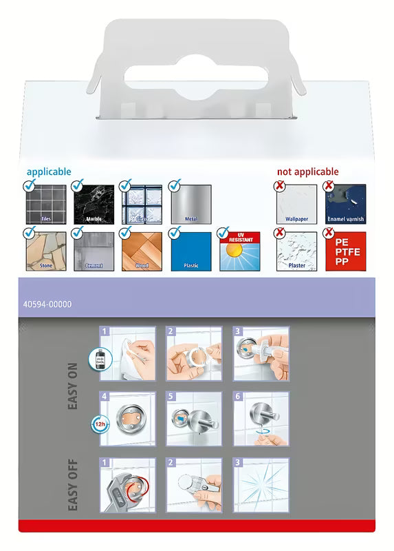 Metalni kavelj za ogrtač Tesa u brušenoj izvedbi hard graphite s ljepljivom montažom bez bušenja