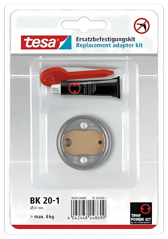 Tesa Hukk montažni komplet z adapterjem BK20 in lepilom tesa Power.Kit pro montaža brez vrtanja