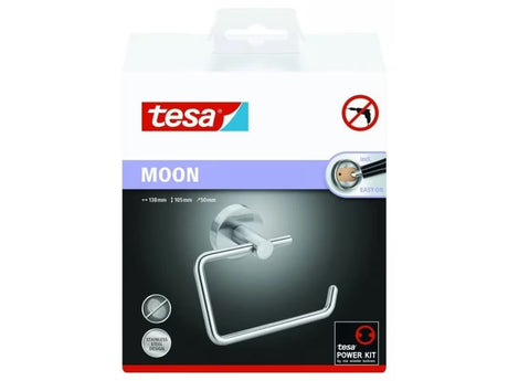 Samolepilni držalo za toaletni papir Tesa Moon iz krtačenega jekla z okroglim dizajnom