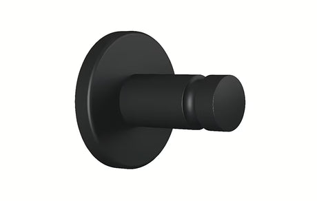 Mat črn kavelj za brisače Tesa Moon Black z lepilno montažo Tesa Power.Kit brez vrtanja
