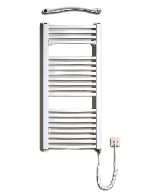 Bel električni cevni radiator Thermal Trend KDOE 450x960 mm z grelcem in kablom za vtičnico.