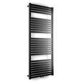 Kombiniran radiator Thermal Trend Kh 60x133 cm v črni mat izvedbi z ukrivljenimi prečkami.