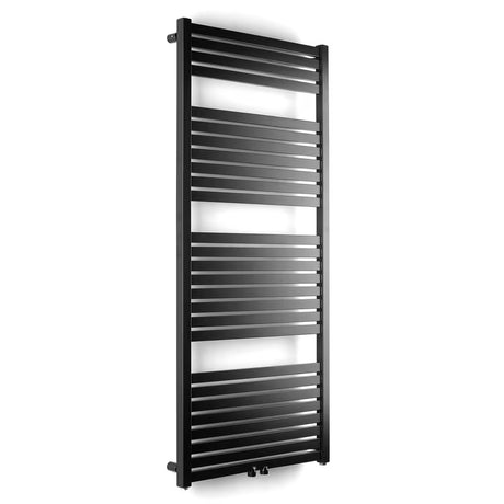 Kombiniran radiator Thermal Trend Kh 60x133 cm v črni mat izvedbi z ukrivljenimi prečkami.