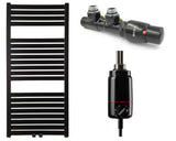 Kombiniran radiator Thermal Trend KH 45x97 cm v mat črni barvi s sredinskim priklopom