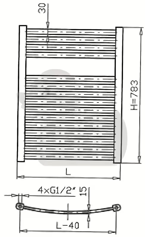 Bel kombiniran cevni radiator Thermal Trend KM 45x78,3 cm pro kopalnico in hodnik.