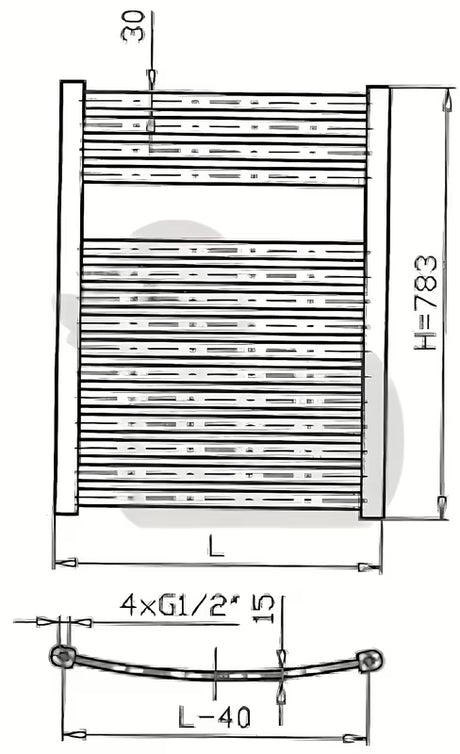 Bel kombiniran cevni radiator Thermal Trend KM 45x78,3 cm pro kopalnico in hodnik.